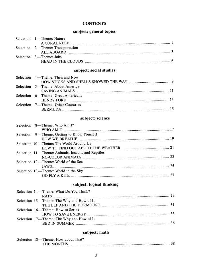 Early Reading Comprehension in Varied Subject Matter Book D and Answer
