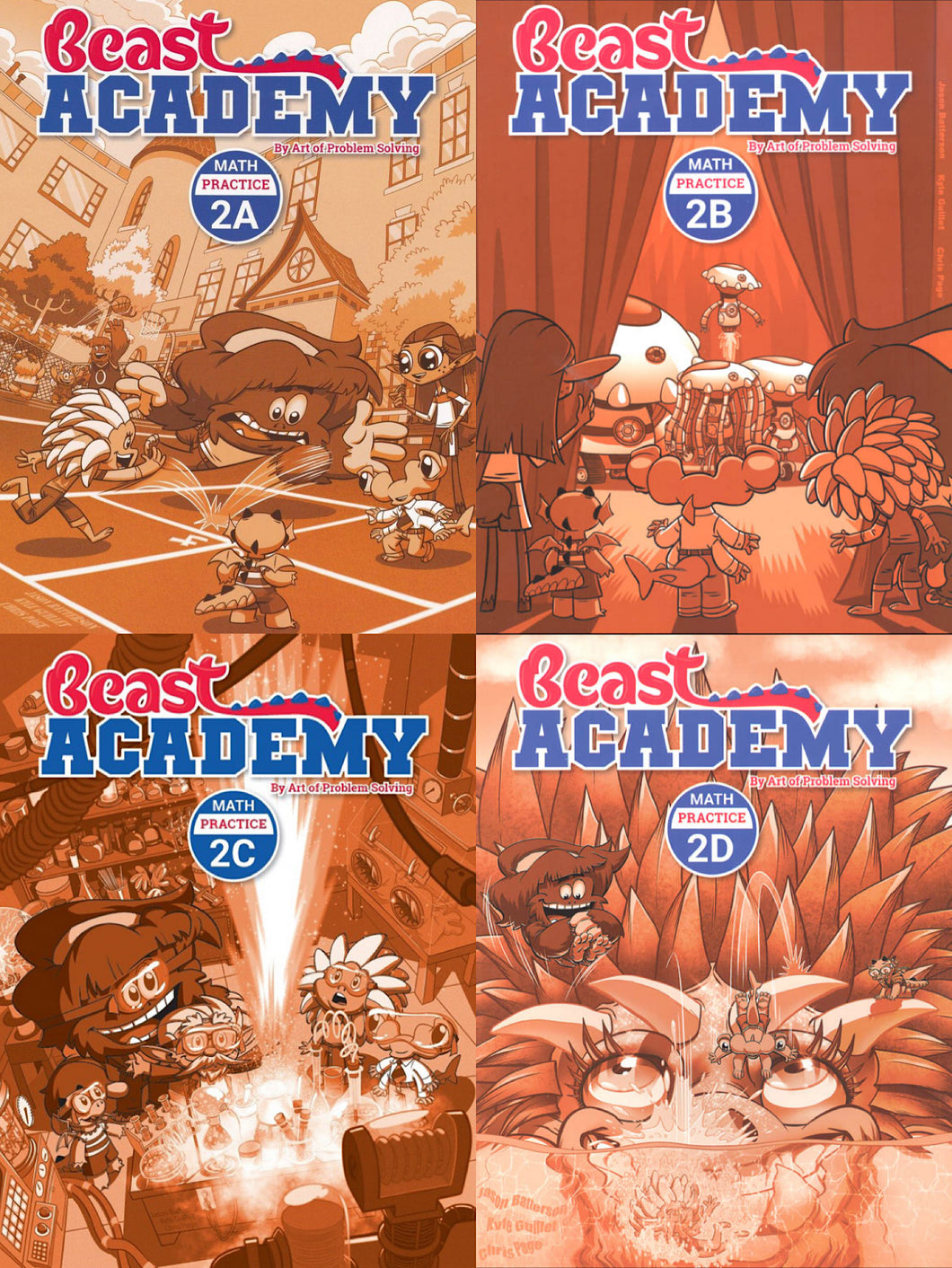 Beast Academy 2nd Grade Practice Book Set (2A, 2B, 2C, 2D)