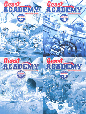 Beast Academy 4th Grade Practice Book Set (4A, 4B, 4C, 4D)
