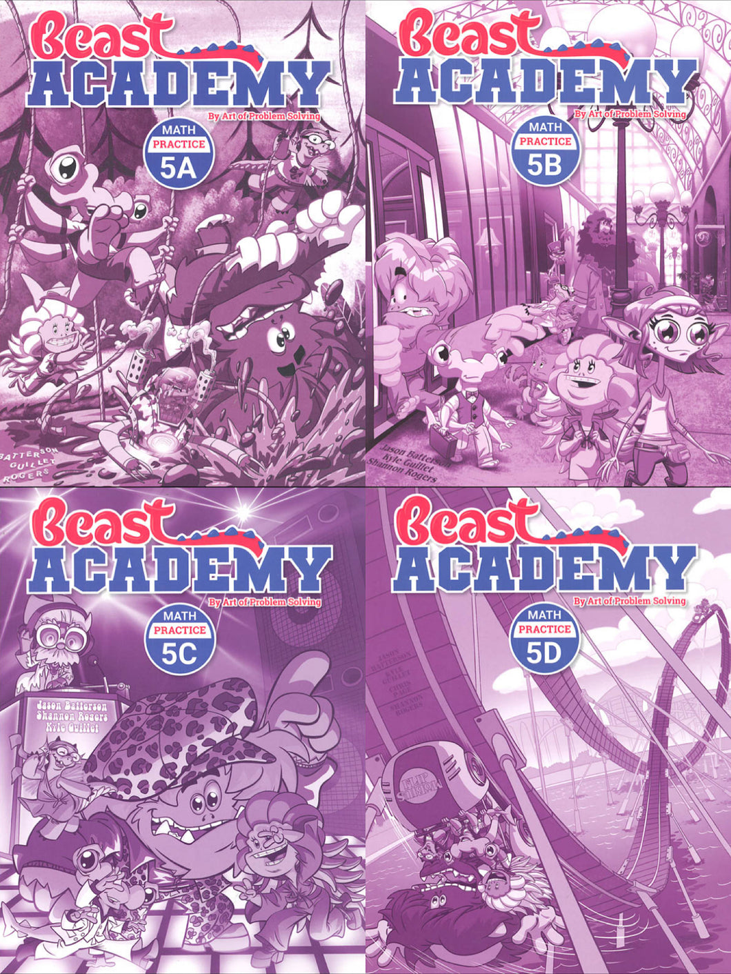 Beast Academy 5th Grade Practice Book Set (5A, 5B, 5C, 5D)