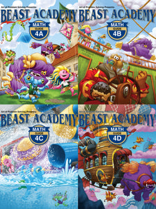 Beast Academy 4th Grade Guide Book Set (4A, 4B, 4C, 4D)