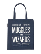 Load image into Gallery viewer, Books Turn Muggles into Wizards Tote Bag