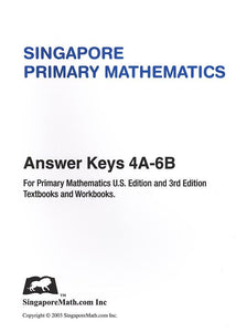 Singapore Math Primary Math US Edition Answer Key Booklet 4A-6B